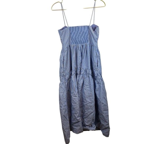 J.Crew Generative Cotton Blue Striped Tiered Midi Dress Size 6CA705 Summer 2024 - Picture 4 of 12